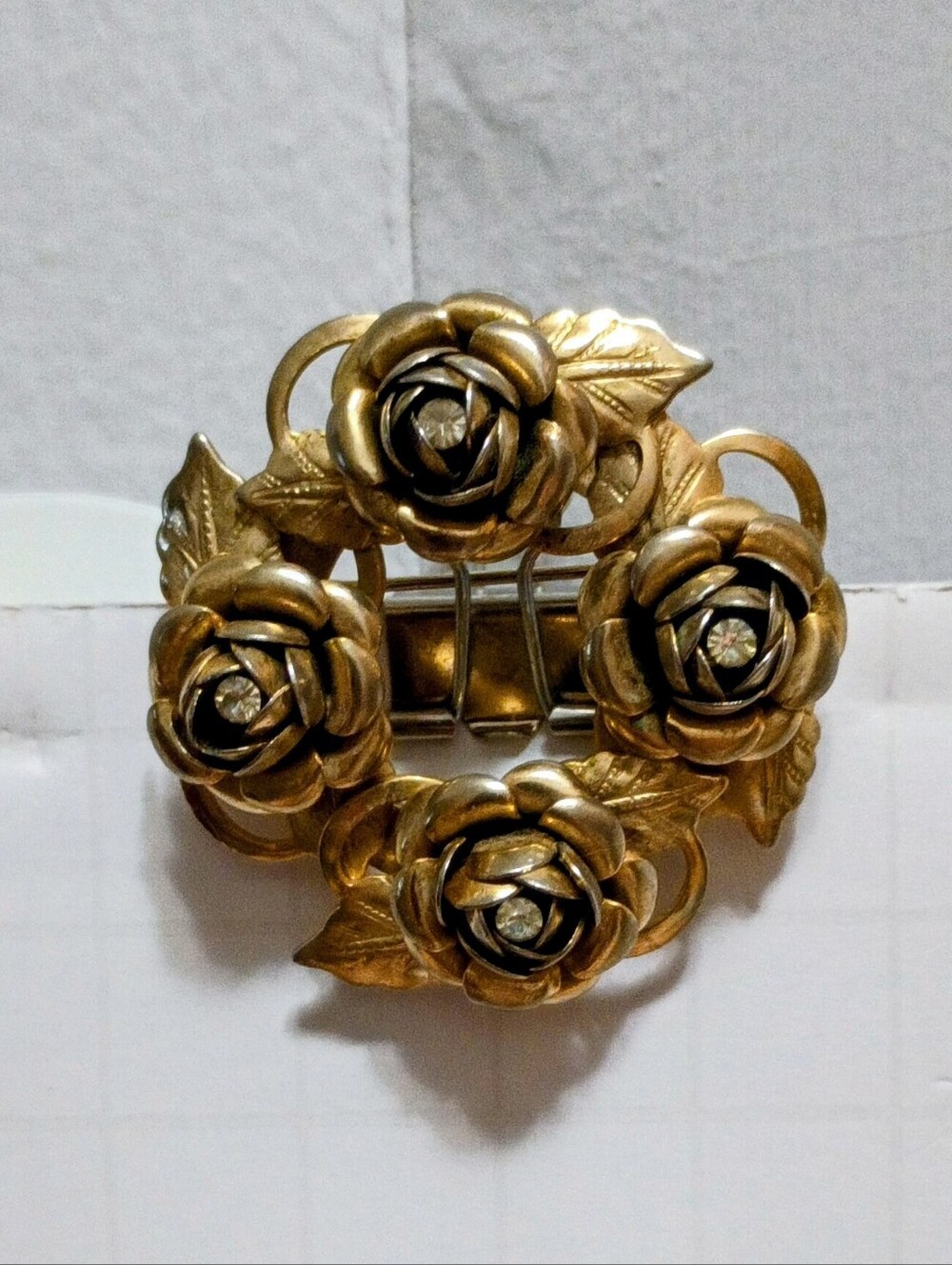 Vintage Rose Wreath Brooch AKA Cabbage Rose Wreath Brooch
